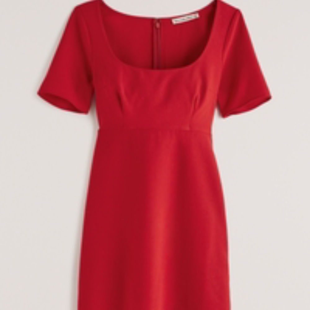 NWT Abercrombie Women Dress XS Mini Short Sleeve Red Zip Scoop Neck